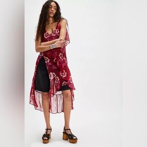 Floral High-Low Ruffle Tank Dress - Berry Floral